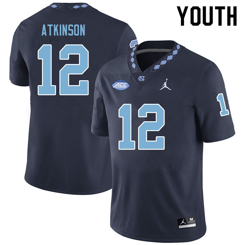 Youth #12 Beau Atkinson North Carolina Tar Heels College Football Jerseys Sale-Navy